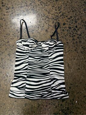 Dolce & Gabbana Black and White Zebra Print Bustier Top